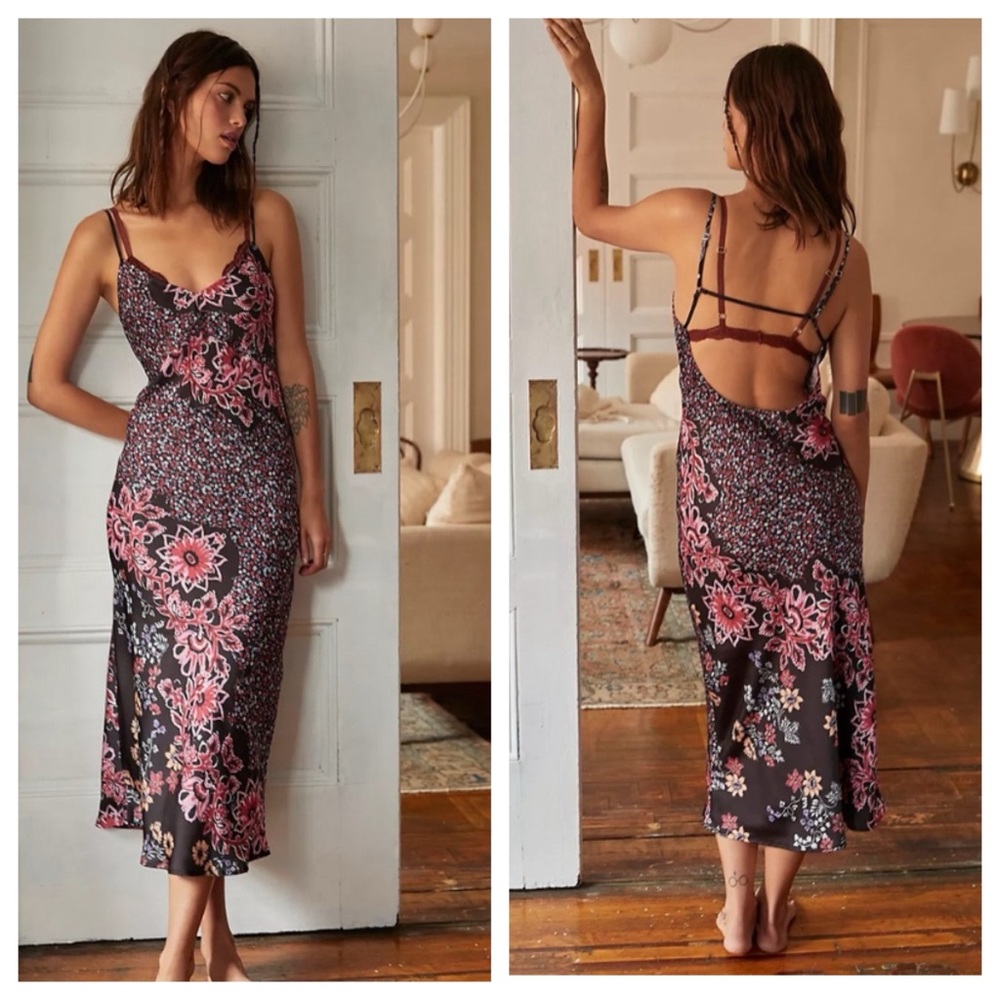 Free People✨Your Better Side Slip Dress- Black Combo